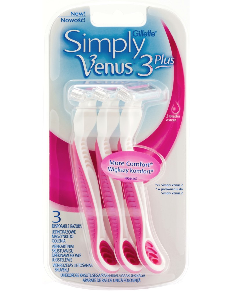 Gillette Simply Venus 3 Plus Disposable Razor -     Venus, 3  - 