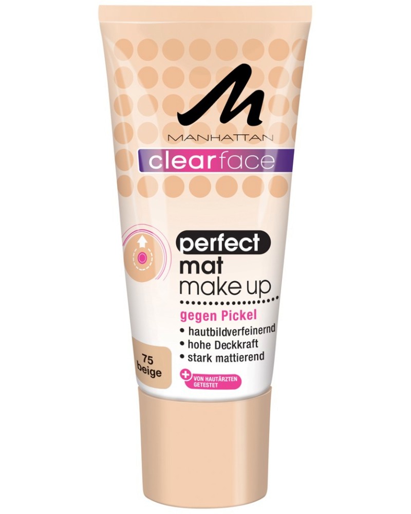 Manhattan Clearface Perfect Mat Make Up Manhattan Clearface Perfect Mat Make Up - Фон дьо тен за проблемна кожа от серията "Clearface" - фон дьо тен