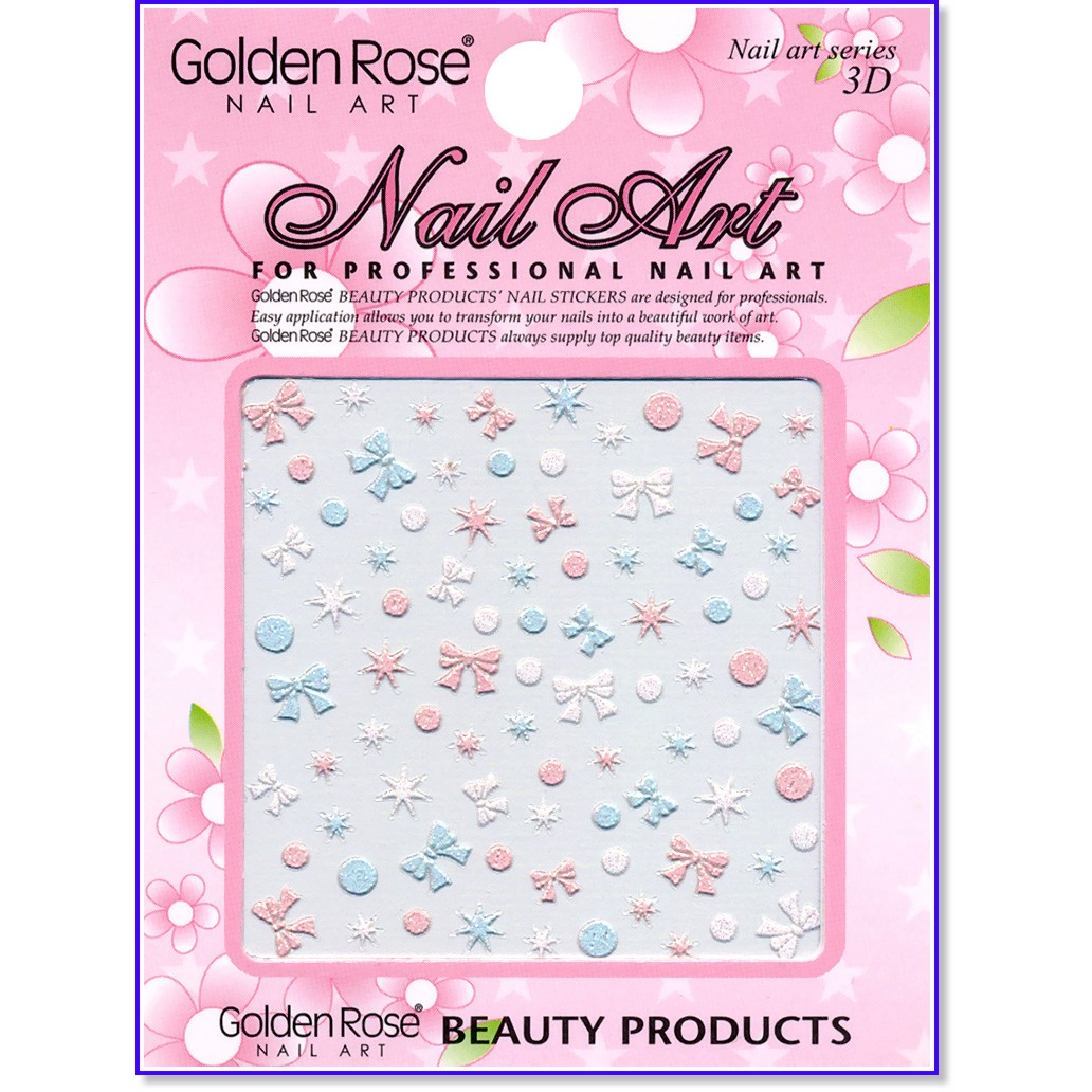 3D    -    -   "Golden Rose Nail Art" - 