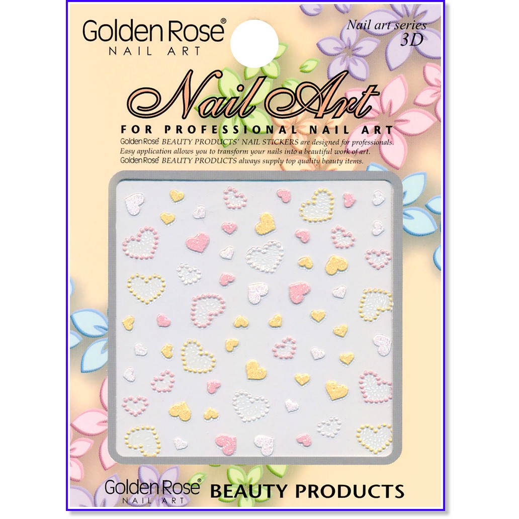 3D    -  -   "Golden Rose Nail Art" - 