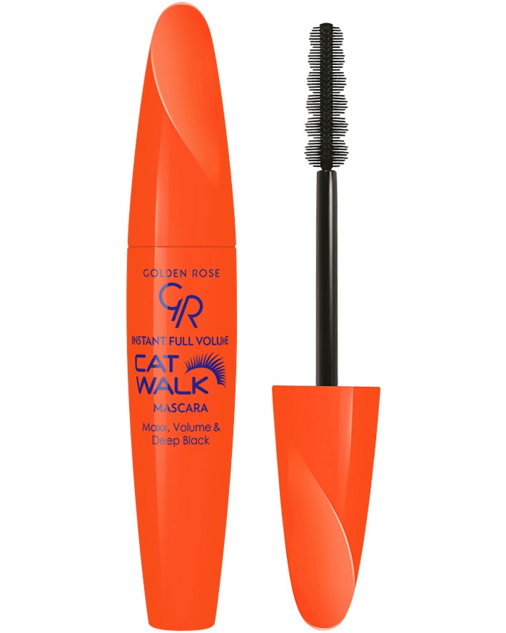 Golden Rose Instant Full Volume Cat Walk Mascara Golden Rose Instant Full Volume Cat Walk Mascara - Спирала за обем и наситено черни мигли - спирала