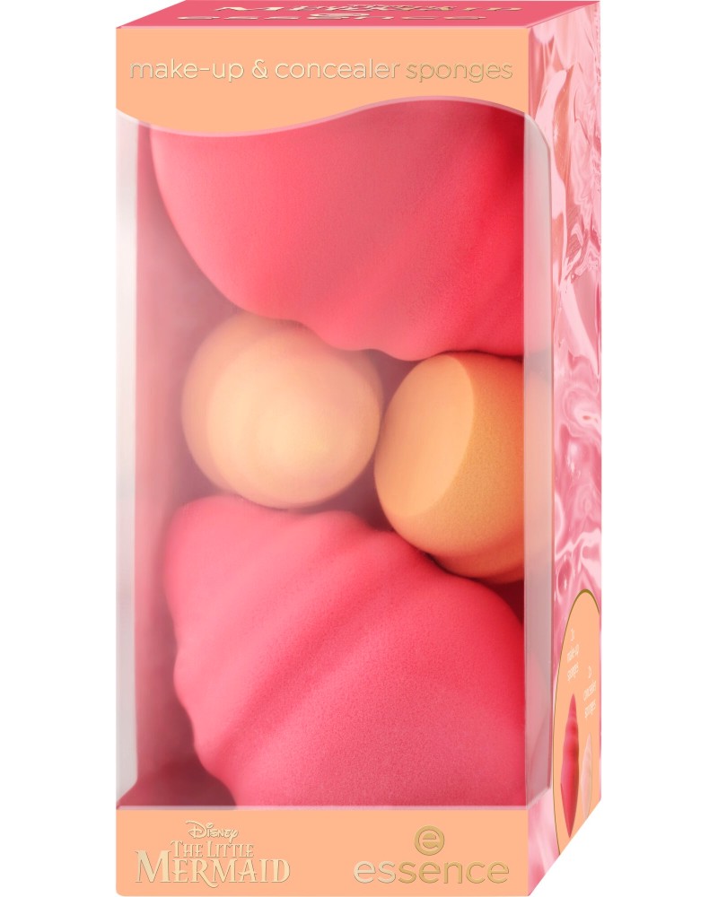 Essence Disney The Little Mermaid Make-Up And Concealer Sponges Essence Disney The Little Mermaid Make-Up And Concealer Sponges - Комплект гъби за грим от серията Disney The Little Mermaid - продукт