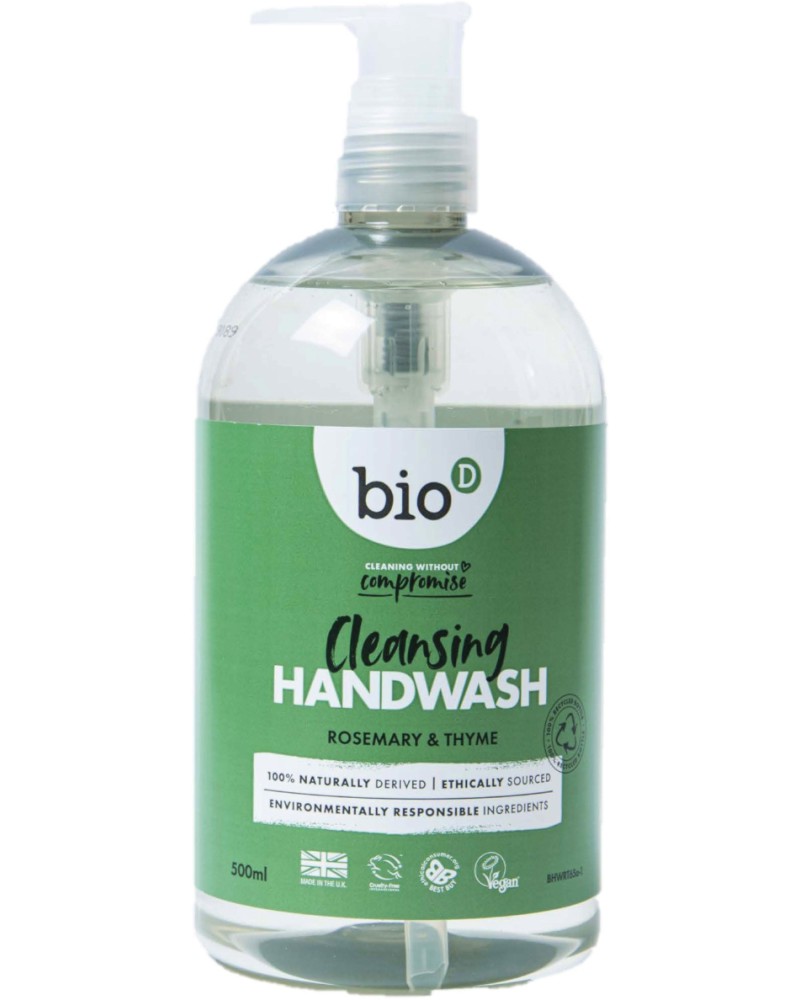 Течен сапун Bio-D Течен сапун Bio-D - 500 ml, с аромат на розмарин и мащерка - сапун