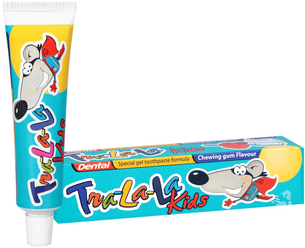 Dental Tra-La-La Kids Chewing Gum - Детска паста за зъби с аромат на дъвка - паста за зъби