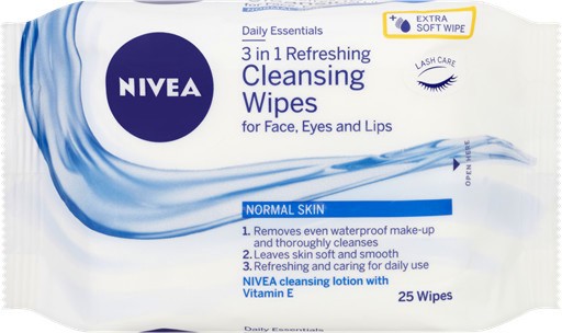 Nivea Daily Essentials 3 in 1 Refreshing Cleansing Wipes -         25  -  