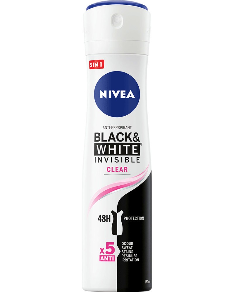Nivea Black & White Clear Anti-Perspirant - Дамски дезодорант против изпотяване от серията Black & White - дезодорант