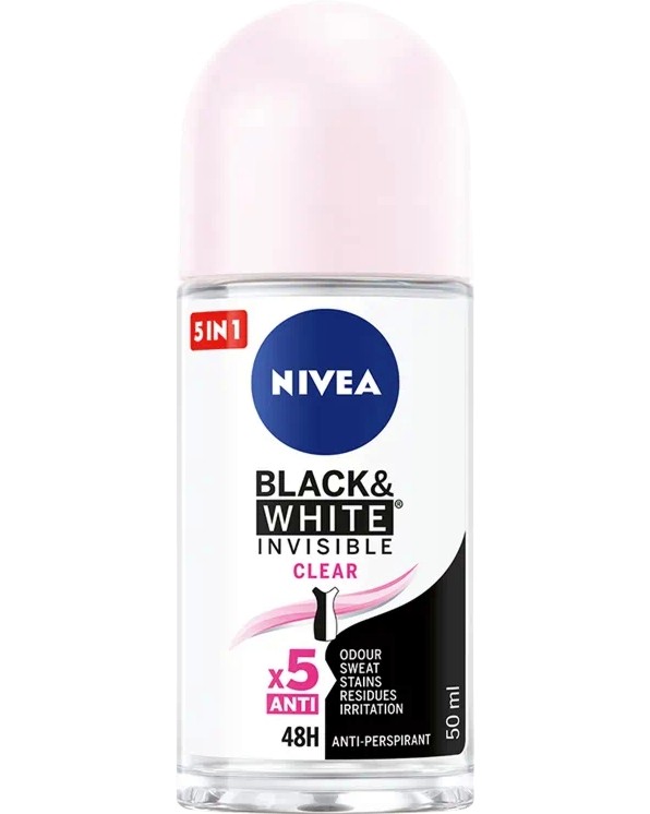 Nivea Black & White Clear Anti-Perspirant Roll-On -       Black & White - 