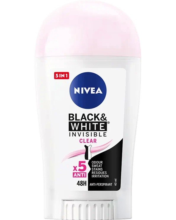 Nivea Black & White Clear Anti-Perspirant Stick -        Black & White - 