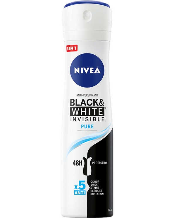 Nivea Black & White Pure Anti-Perspirant - Дамски дезодорант против изпотяване от серията Black & White - дезодорант