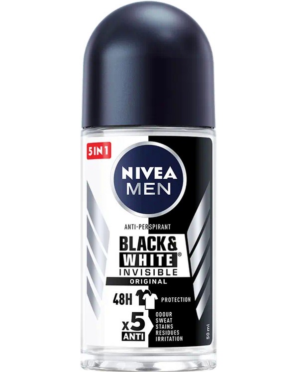 Nivea Men Black & White Anti-Perspirant Roll-On - Ролон за мъже против изпотяване от серията Black & White - ролон