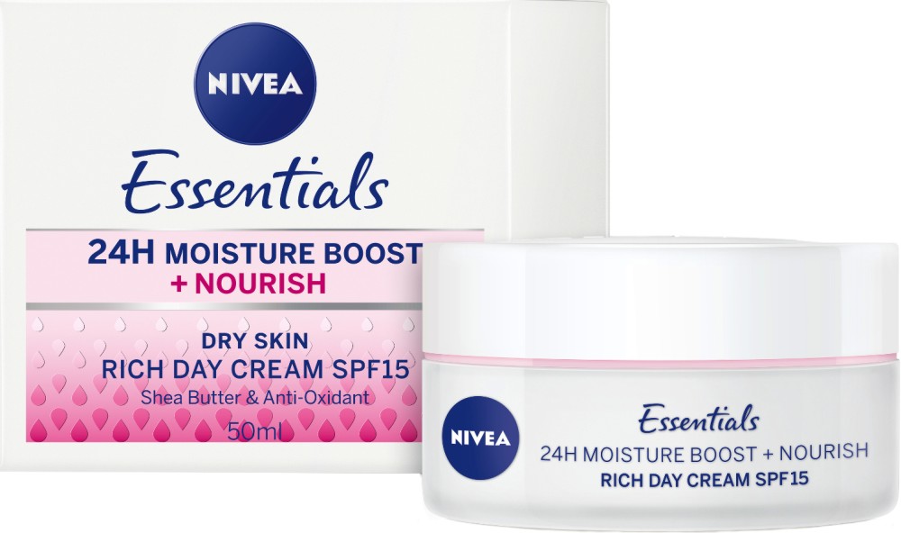 Nivea Essentials 24 Moisture Boost + Nourish Day Cream SPF 15 -       - 