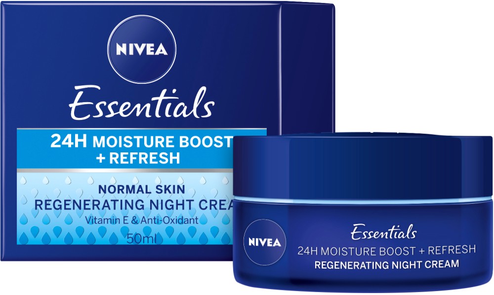 Nivea Essentials 24 Moisture Boost + Refresh Night Cream -       - 