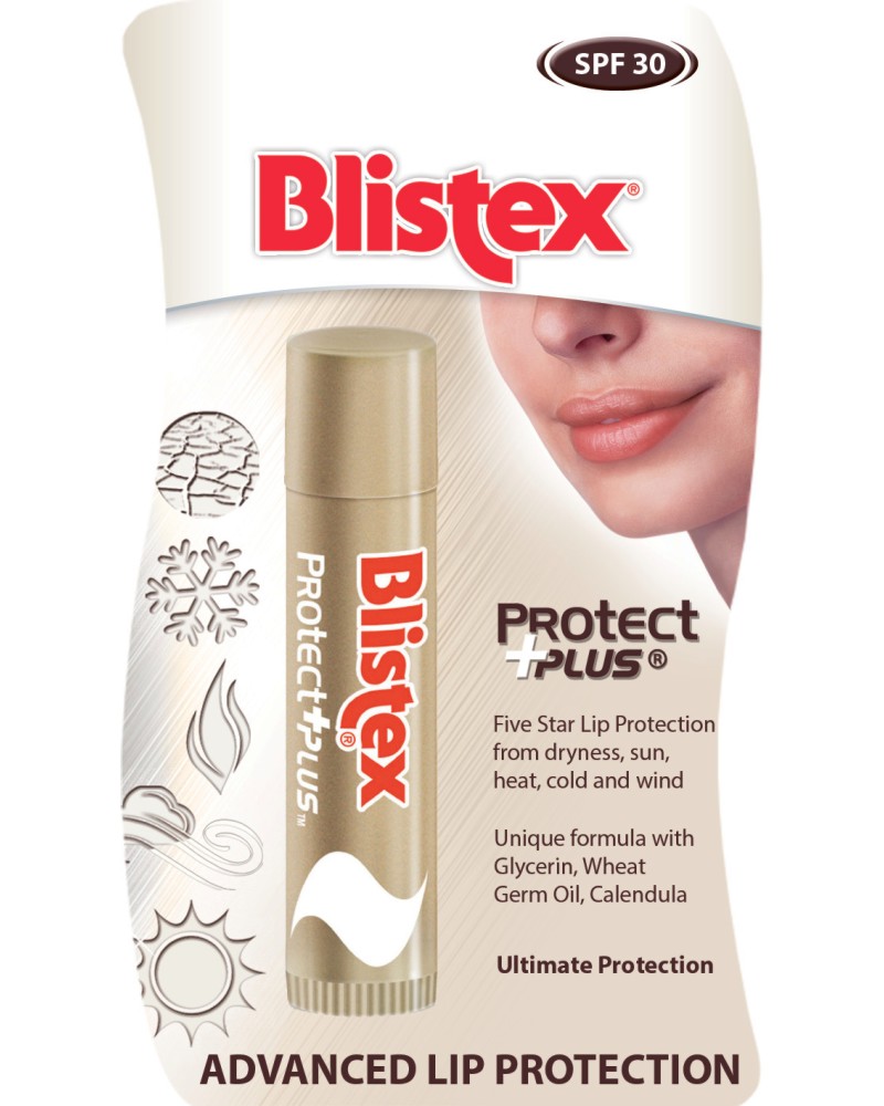 Blistex Protect Plus SPF 30 - Слънцезащитен балсам за устни - балсам