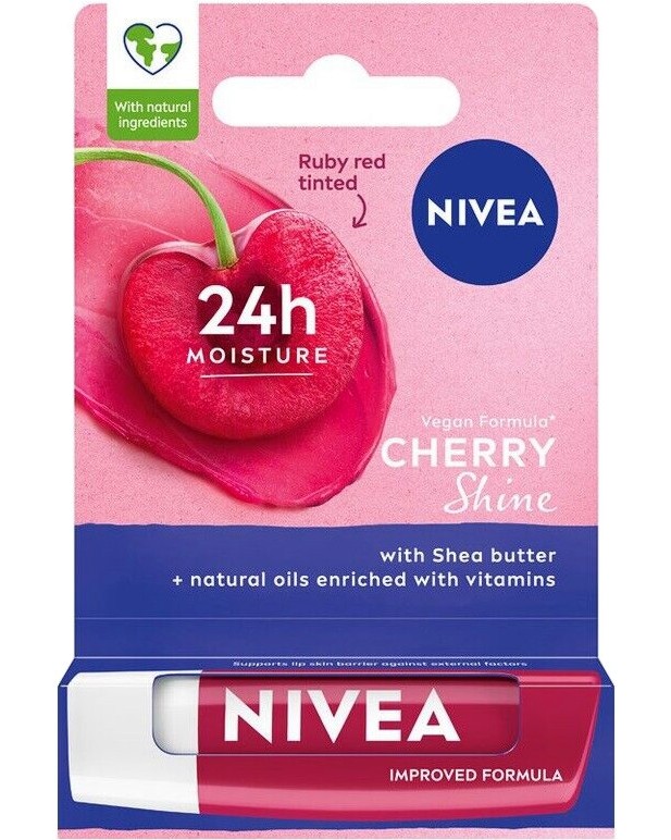 Nivea Cherry Shine Lip Balm - Балсам за устни с аромат на череша - балсам