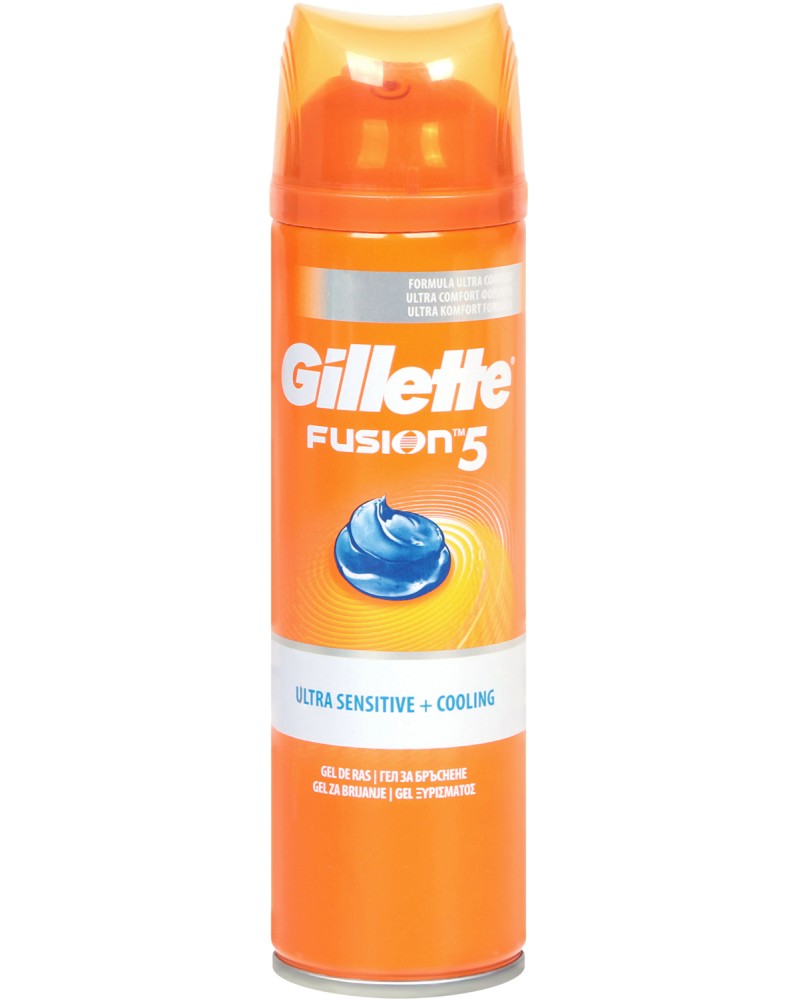 Gillette Fusion 5 Ultra Sensitive + Cooling Shave Gel - Гел за бръснене за чувствителна кожа от серията Fusion - гел