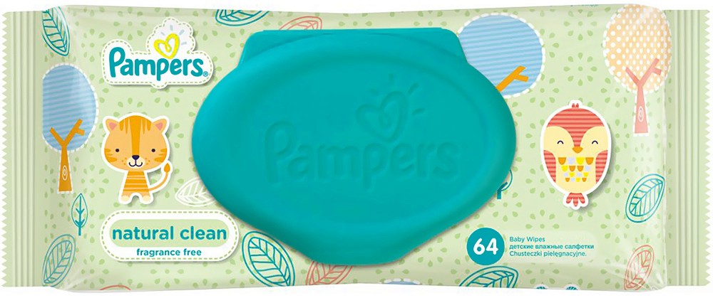 Pampers Natural Clean Baby Wipes - ������� ����� �������� � �������� �� 1 ÷ 4 ������ - ����� ��������