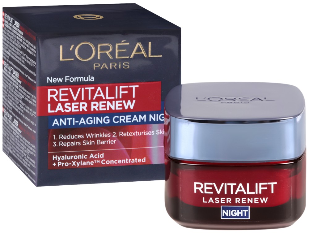 L'Oreal Revitalift Laser Renew Anti-Ageing Night Cream - Нощен крем против бръчки от серията Revitalift Laser Renew - крем