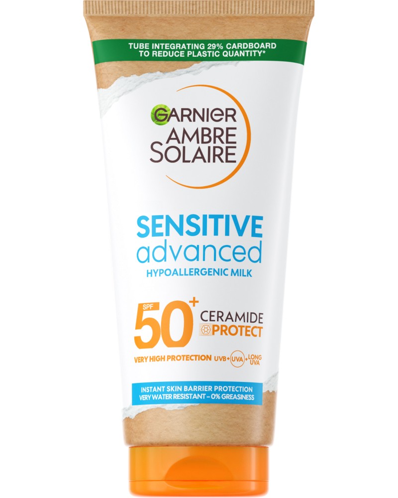 Garnier Ambre Solaire Sensitive Advanced Hypoallergenic Milk SPF 50+ - ������������� ����� �� ������������ ���� �� ������� Ambre Solaire - ����� �� ����