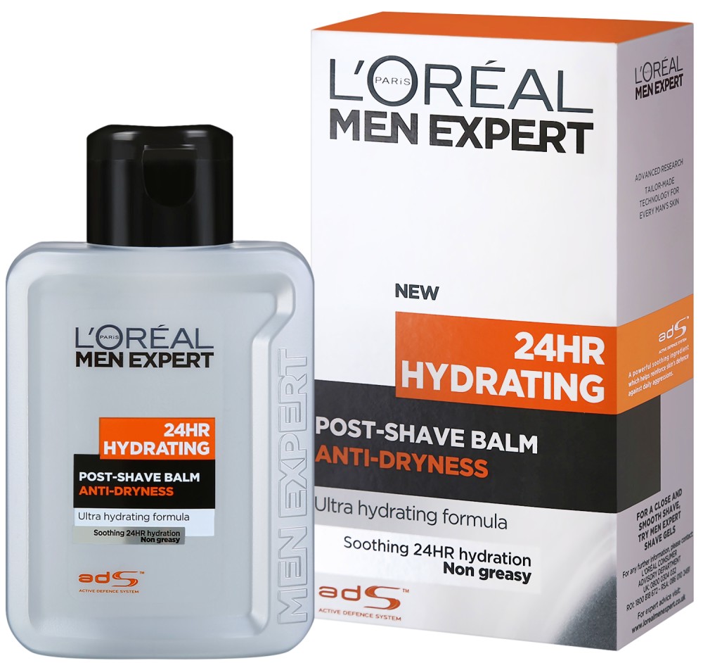 L'Oreal Men Expert After Shave Balm Hydrating 24h L'Oreal Men Expert After Shave Balm Hydrating 24h - Хидратиращ балсам за след бръснене от серията "Men Expert" - балсам