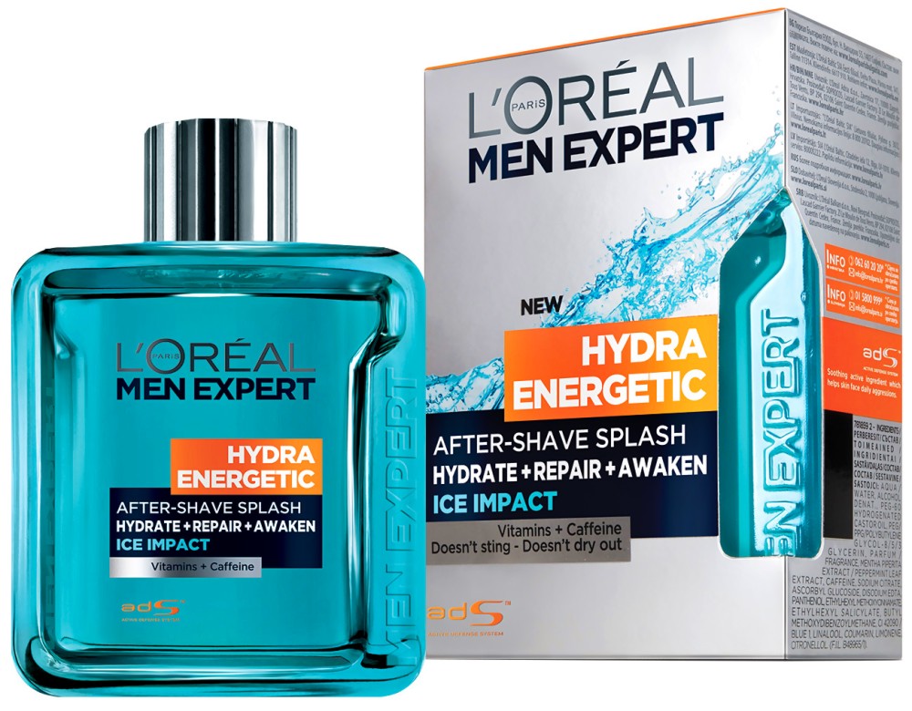L'Oreal Men Expert Hydra Energetic After Shave Splash - Ice Impact -          "Men Expert Hydra Energetic" - 