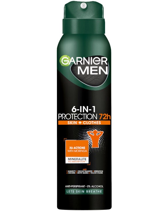 Garnier Men 6 in 1 Protection 72h Anti-Perspirant -        Deo Mineral - 