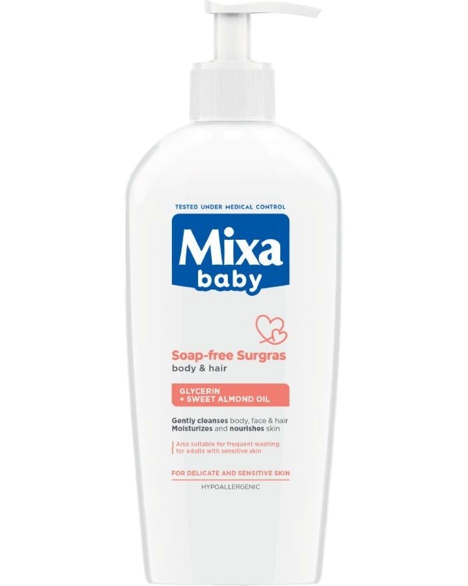 Mixa Baby Soap-Free Surgras Body & Hair Washing Gel - ������� ������� ��� �� ���� � ���� �� ������� Mixa Baby - ���