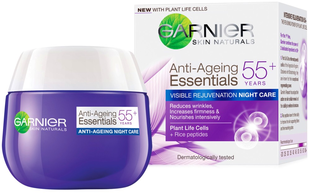 Garnier Anti-Ageing Essentials Night Care - 55+ -       "Garnier Essentials" - 