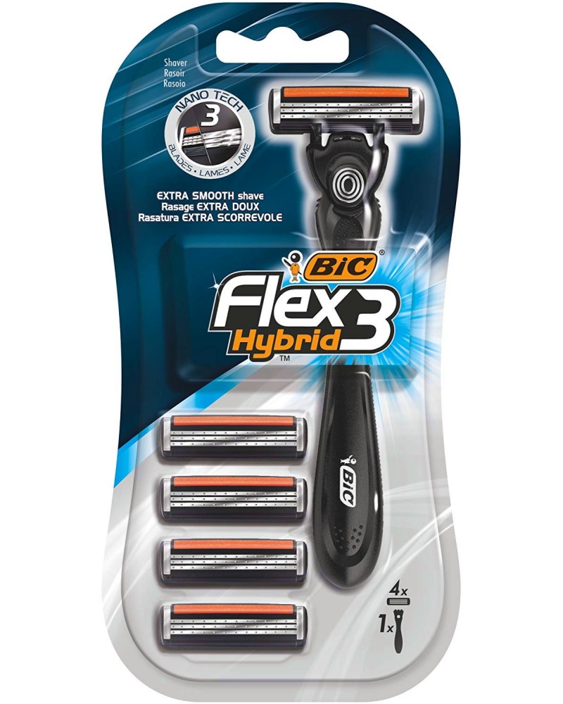 BIC Flex 3 Hybrid BIC Flex 3 Hybrid - Самобръсначка с 4 резервни ножчета - самобръсначка