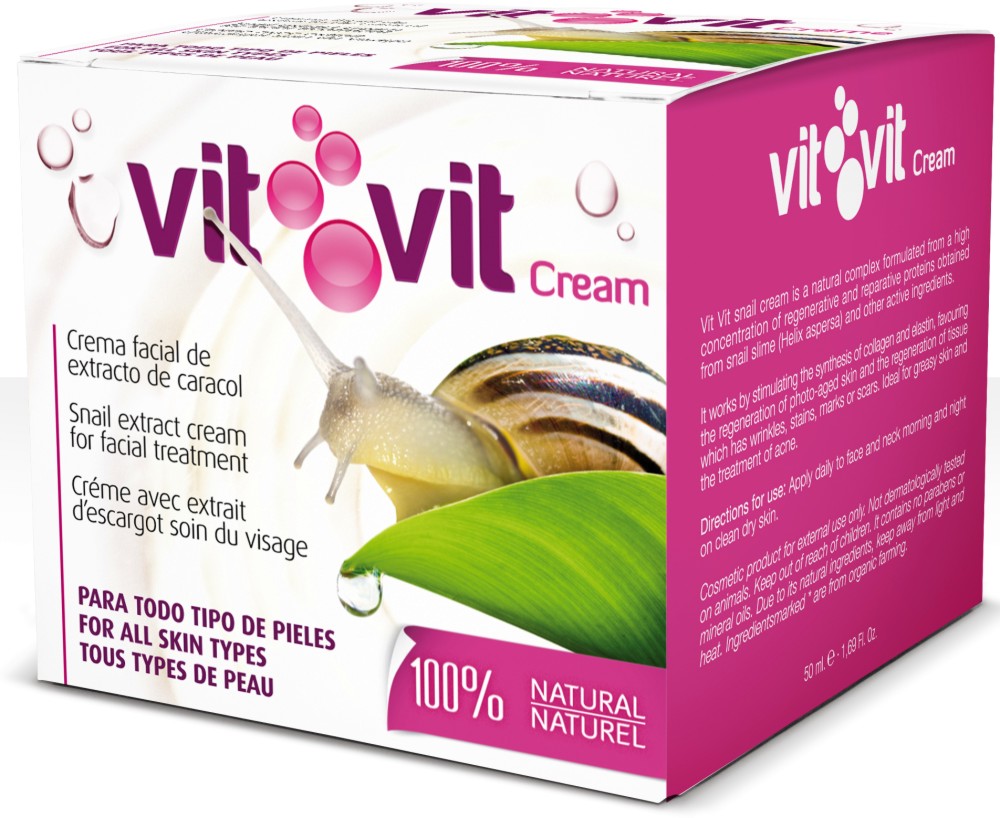 Diet Esthetic Vit Vit Snail Cream - Крем за лице с охлювена слуз за суха, смесена и чувствителна кожа - крем
