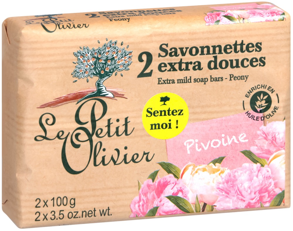 Le Petit Olivier Extra Mild Soap Bars Peony -       -   2  x 100 g - 