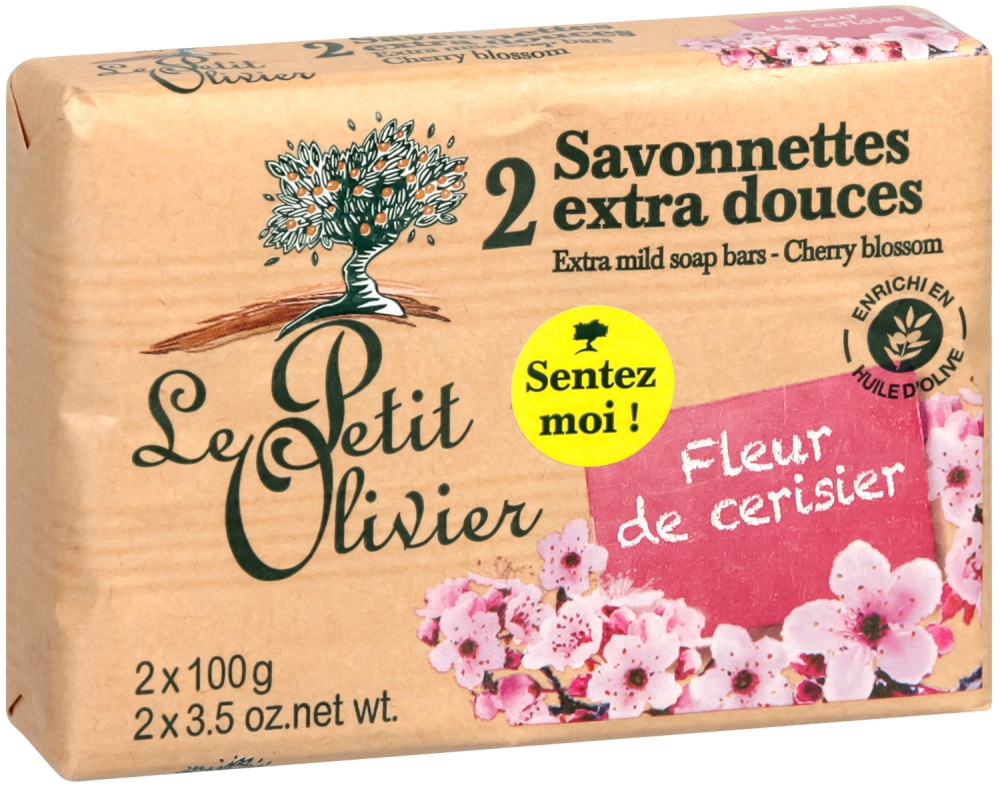 Le Petit Olivier Extra Mild Soap Bars Cherry Blossom -          -   2  x 100 g - 