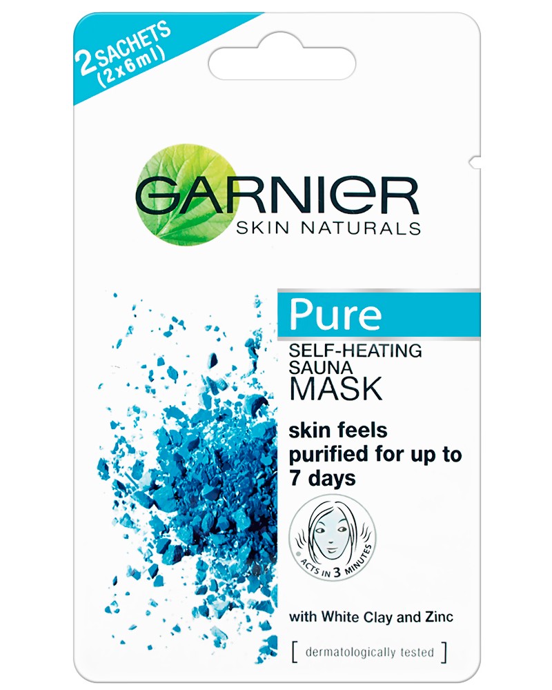 Garnier Pure Self-Heating Sauna Mask -        2    "Skin Naturals" - 