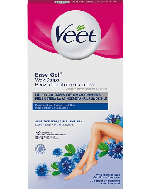 Veet Easy-Gel Wax Strips Sensitive Skin Body & Legs -        - 