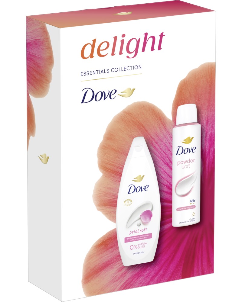 Подаръчен комплект Dove Delight Подаръчен комплект Dove Delight - Душ гел и спрей дезодорант - продукт