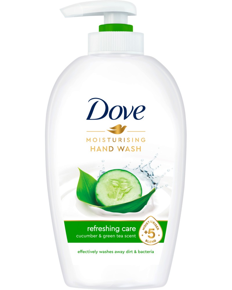 Dove Refreshing Care Moisturizing Hand Wash Dove Refreshing Care Moisturizing Hand Wash - Течен крем сапун с аромат на краставица и зелен чай от серията Go Fresh - сапун