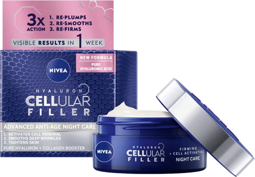 Nivea Cellular Filler Anti-Age Night Care - Нощен крем за лице против бръчки от серията Cellular - крем