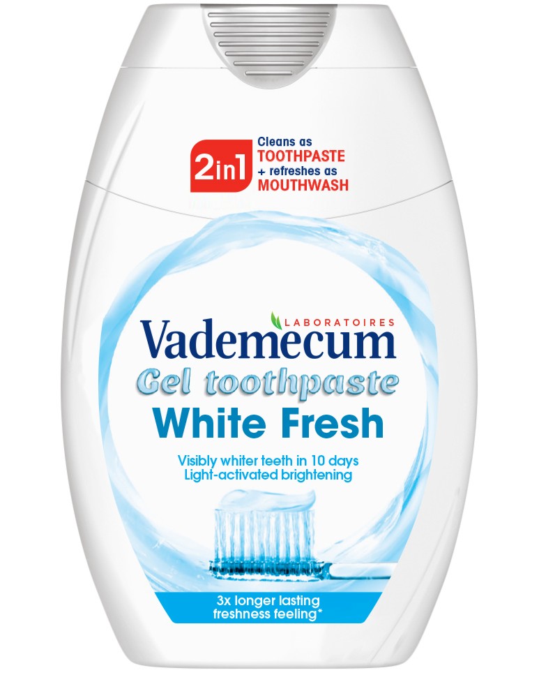 Vademecum 2 in 1 White Fresh - Избелваща гел паста за зъби - паста за зъби