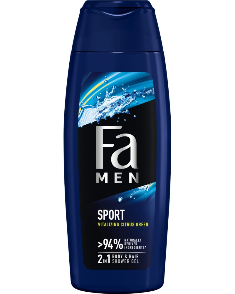 Fa Men Sport 2 in 1 Body & Hair Shower Gel - Мъжки душ гел за коса и тяло от серията Sport - душ гел