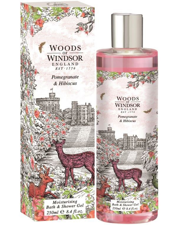 Woods of Windsor Pomegranate & Hibiscus Moisturizing Bath & Shower Gel - ���������� ��� �� ���� � ��� �� ������� "Pomegranate and Hibiscus" - ��� ���
