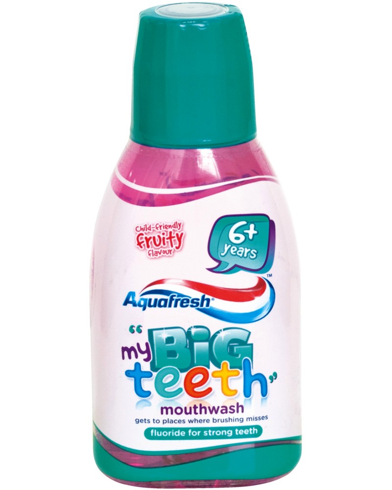 Aquafresh My Big Teeth Mouthwash - Детска вода за уста с флуорид и плодов вкус - продукт