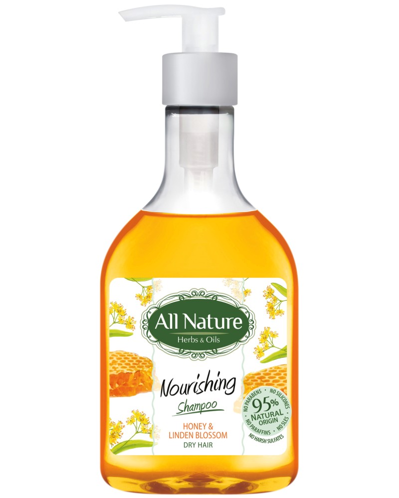 All Nature Nourishing Shampoo -          "Honey & Linden Blossom" - 