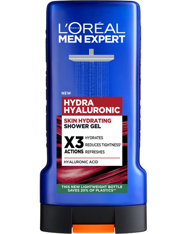 L'Oreal Men Expert Hydra Hyaluronic Skin Hydrating Shower Gel L'Oreal Men Expert Hydra Hyaluronic Skin Hydrating Shower Gel - Мъжки душ гел от серията Men Expert - душ гел
