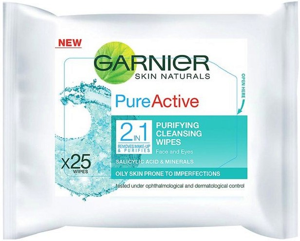 Garnier Pure Active 2 in 1 Wipes -   25        -  