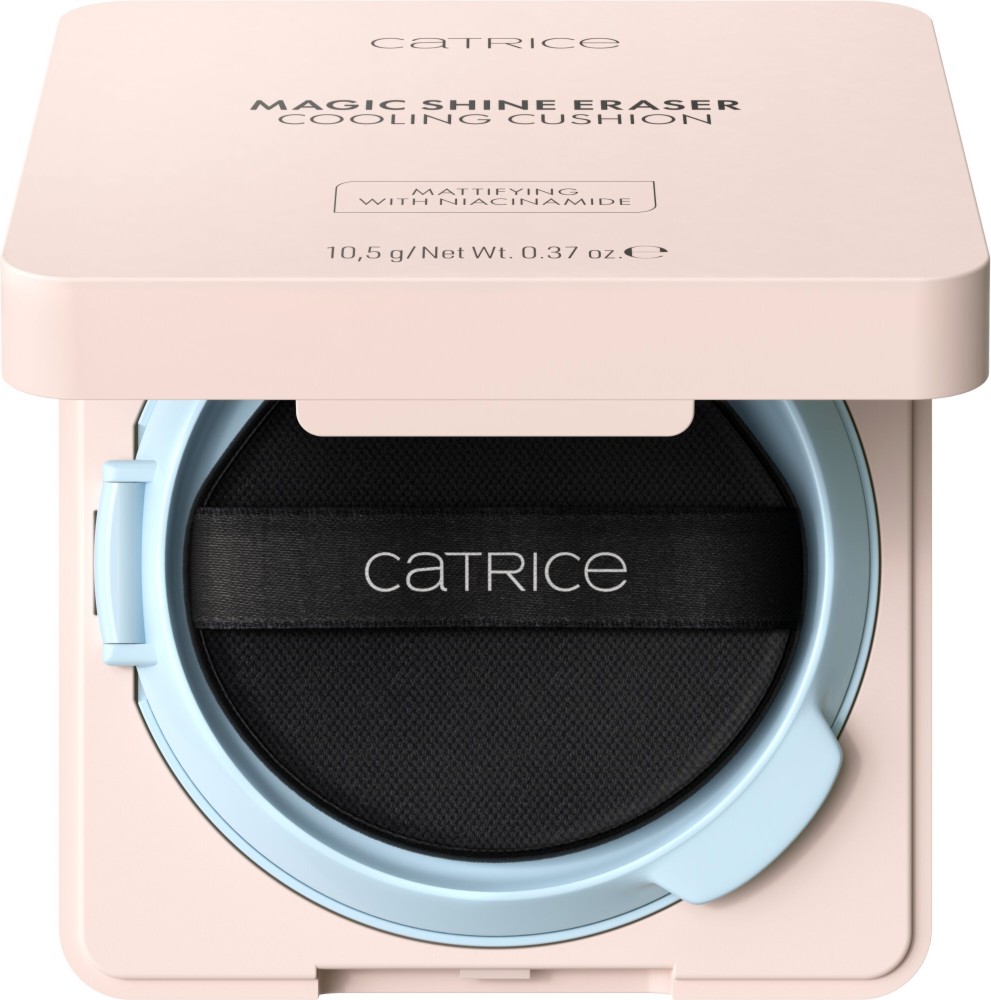 Catrice Magic Shine Eraser Cooling Cushion Catrice Magic Shine Eraser Cooling Cushion - Къшън гел-пудра за мигновен матиращ и охлаждащ ефект - пудра