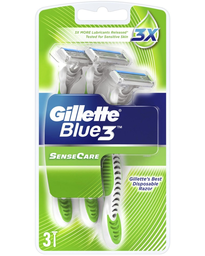 Gillette Blue 3 Sense Care - Самобръсначки от серията Blue 3, 3 броя - самобръсначка
