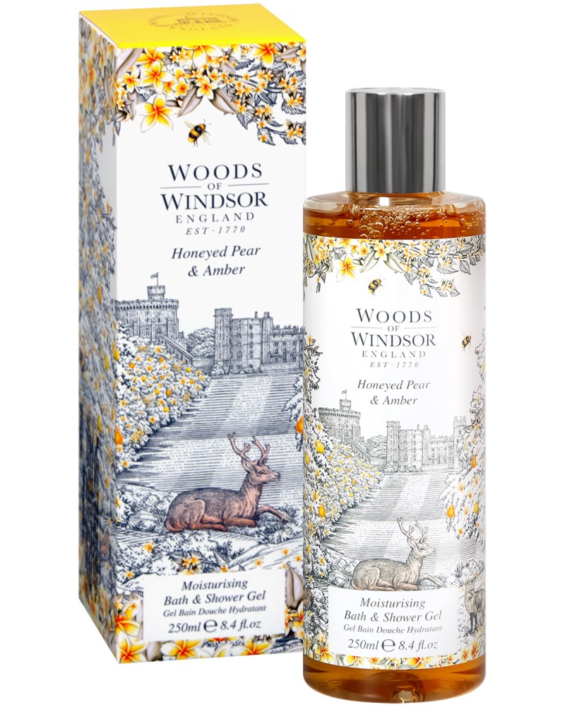 Woods of Windsor Honeyed Pear & Amber Moisturising Bath & Shower Gel Woods of Windsor Honeyed Pear & Amber Moisturising Bath & Shower Gel - Хидратиращ гел за вана и душ от серията "Honeyed Pear and Amber" - гел