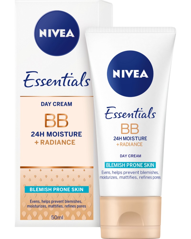 Nivea Essentials 24H Moisture + Radiance BB Day Cream - BB         Essentials - 