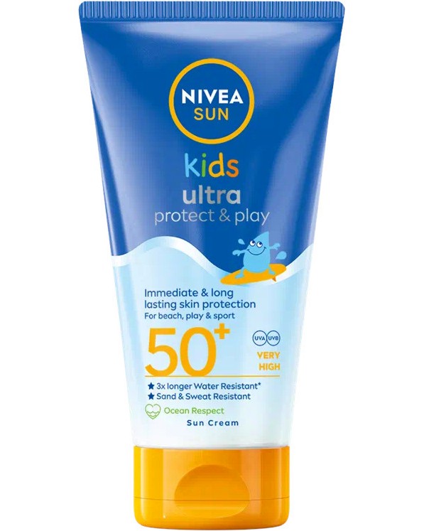 Nivea Sun Kids Ultra Protect & Play Sun Cream SPF 50+ Nivea Sun Kids Ultra Protect & Play Sun Cream SPF 50+ - Детски слънцезащитен крем от серията Nivea Sun - крем