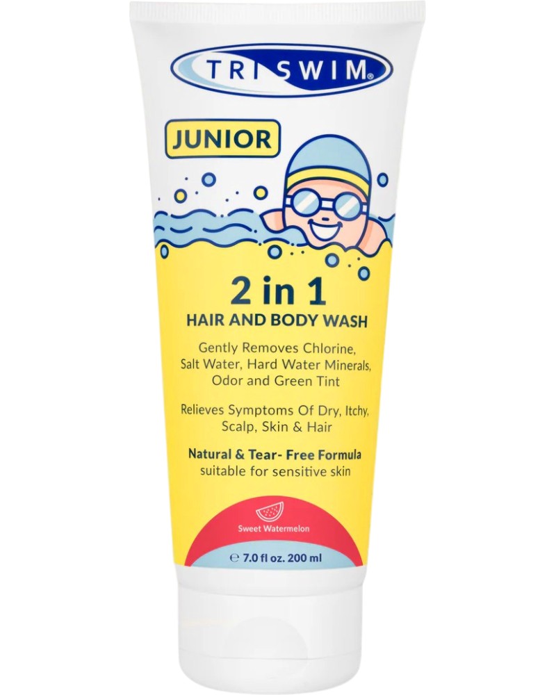 Triswim Junior Sweet Watermelon Hair & Body Wash 2 in 1 - ������ ��� ��� �� ���� � ���� 2 � 1 � ������ �� ������ ���� - ��� ���