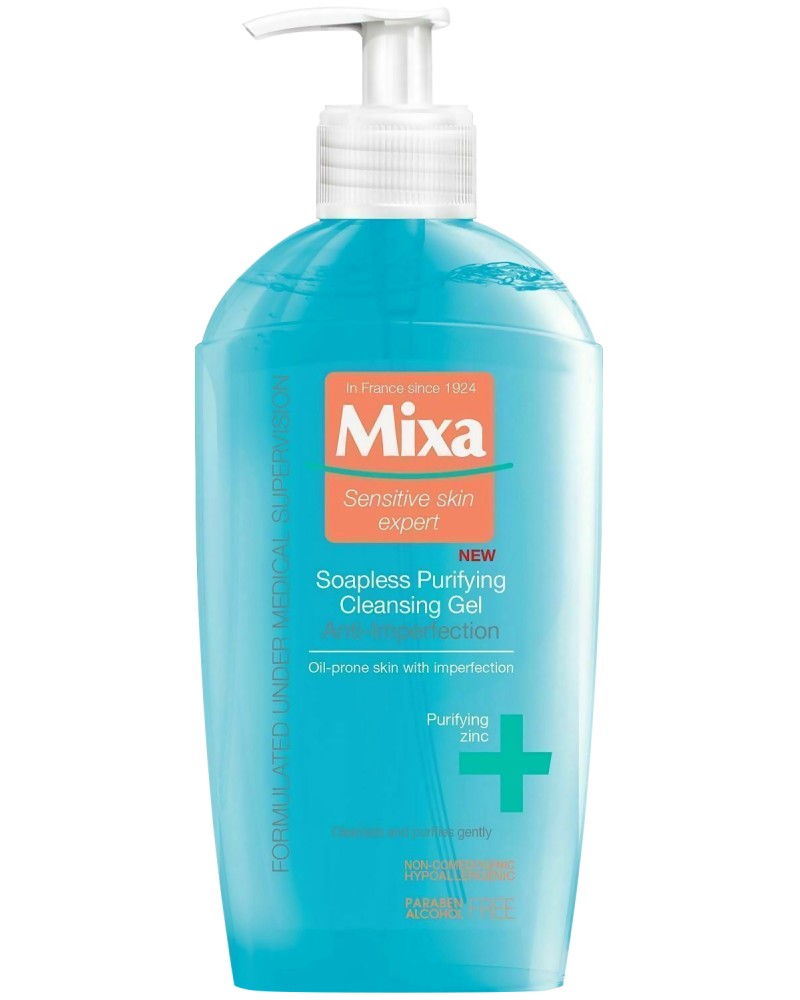 Mixa Anti-Imperfections Soapless Cleansing Gel - Измиващ гел против несъвършенства от серията Anti-Imperfections - гел